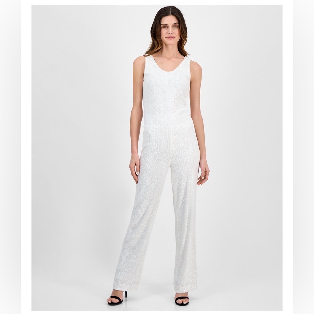 🆕Anne Klein Women's Sequin High-Rise Wide-Leg Pants
